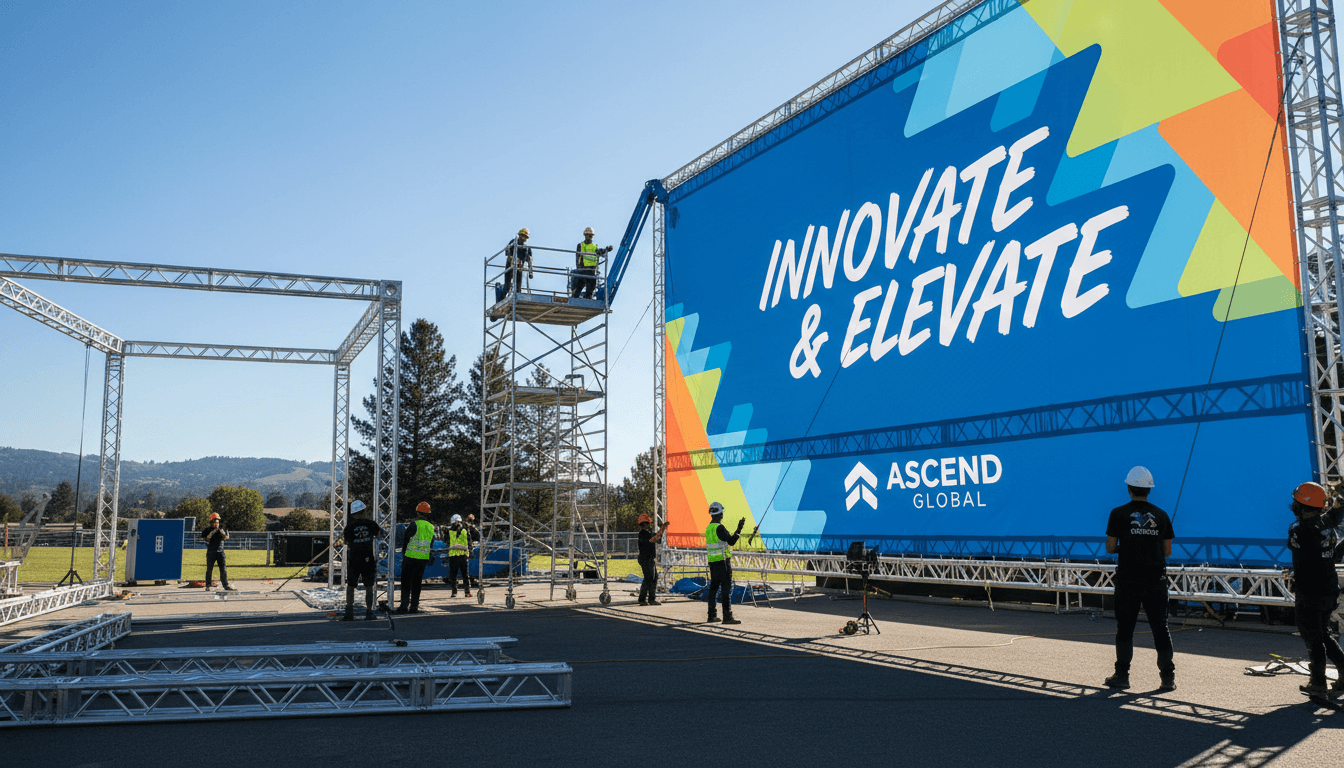 Professional outdoor banner with signage